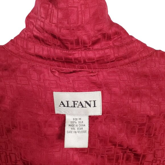 Alfani Mens Size M Shirt Pajama Top 100% Silk Button Down Geometric Textured - Picture 3 of 10
